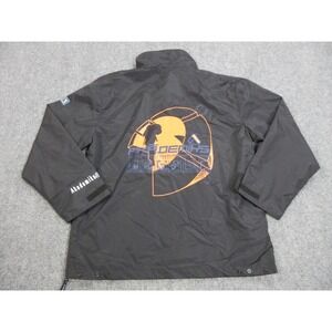 VTG Akademiks Jacket Mens XL Black 1/4 Zip Pullover Windbreaker Graphic Nylon
